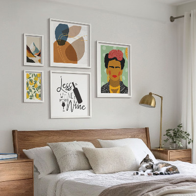 5 paveikslų rinkinys su rėmais Boho stiliaus portretų abstrakcijos