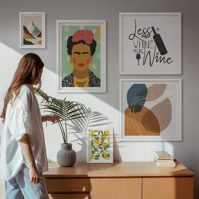 5 paveikslų rinkinys su rėmais Boho stiliaus portretų abstrakcijos