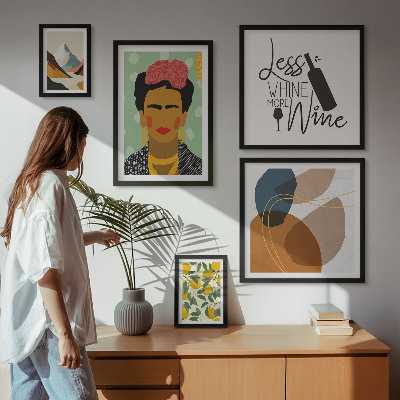5 paveikslų rinkinys su rėmais Boho stiliaus portretų abstrakcijos