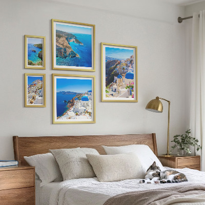 5 paveikslų rinkinys su rėmais Graikijos salų mėlynieji kupolai