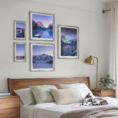 5 paveikslų rinkinys su rėmais Kalnų ežerai, miškai, peizažai