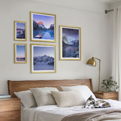 5 paveikslų rinkinys su rėmais Kalnų ežerai, miškai, peizažai