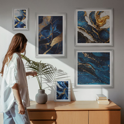 Sieninė paveikslų galerija Abstraktūs mėlyni raštai
