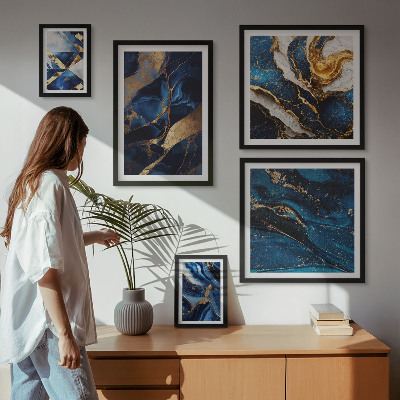 Sieninė paveikslų galerija Abstraktūs mėlyni raštai