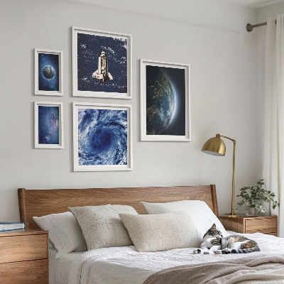 5 paveikslų rinkinys su rėmais Žemės kosminiai peizažai