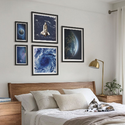 5 paveikslų rinkinys su rėmais Žemės kosminiai peizažai