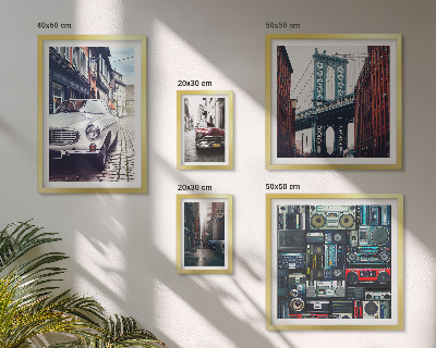 Sieninė paveikslų galerija Stilingi automobiliai ir gatvių architektūra