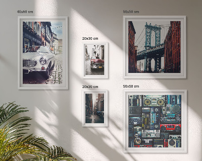 Sieninė paveikslų galerija Stilingi automobiliai ir gatvių architektūra