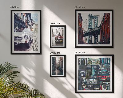 Sieninė paveikslų galerija Stilingi automobiliai ir gatvių architektūra