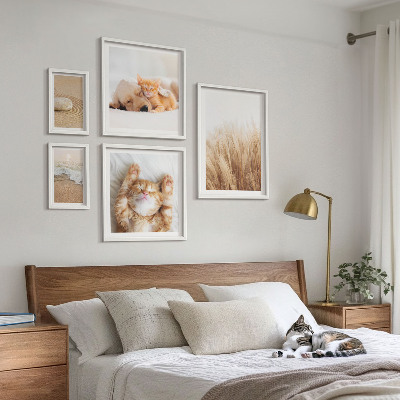 5 paveikslų rinkinys su rėmais Mieli gyvūnų peizažai