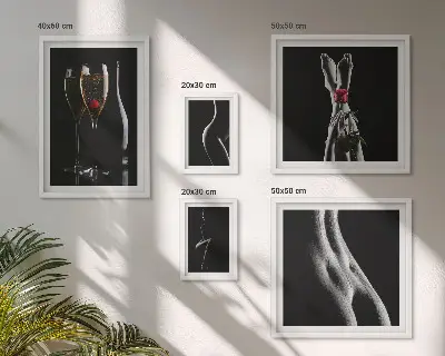 Paveikslų rinkinys miegamajam elegantiški modernūs juodos ir raudonos spalvos akcentai