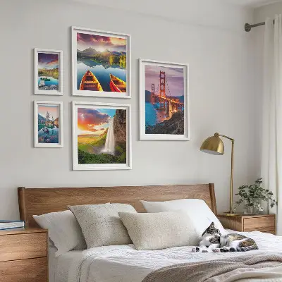 Sieninė paveikslų galerija peizažai su gamtos vaizdais ir tiltais JAV