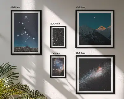 Sieninė paveikslų galerija kosminiai peizažai su naktiniu žvaigždėtu dangumi