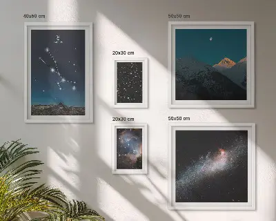 5 paveikslų rinkinys su rėmais kosminiai žvaigždžių nakties peizažai