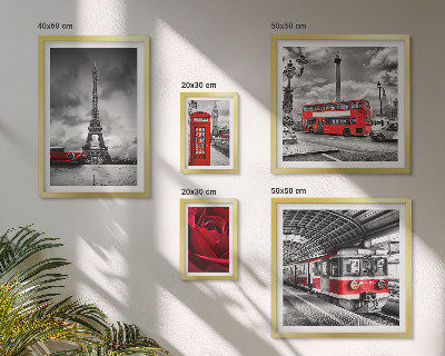5 paveikslų rinkinys su rėmais Architektūrinės piktogramos ir transporto priemonės