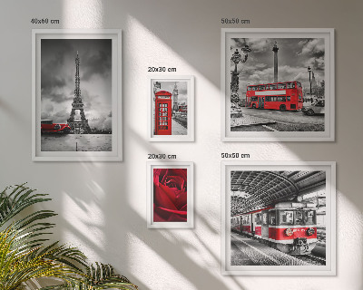 5 paveikslų rinkinys su rėmais Architektūrinės piktogramos ir transporto priemonės