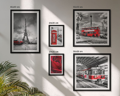 5 paveikslų rinkinys su rėmais Architektūrinės piktogramos ir transporto priemonės