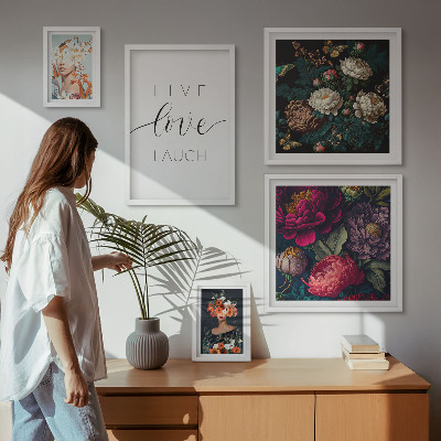 Sieninė paveikslų galerija Gėlių motyvaciniai šūkiai