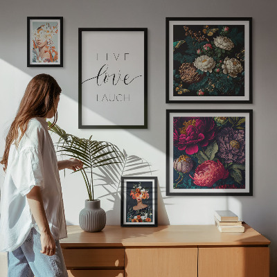Sieninė paveikslų galerija Gėlių motyvaciniai šūkiai