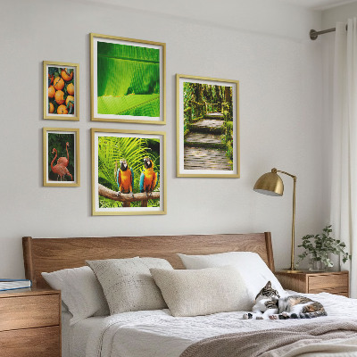 5 paveikslų rinkinys su rėmais Tropinės gamtos vaisių motyvai