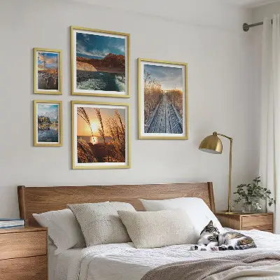 Sieninė paveikslų galerija peizažas su vandens augmenijos taku