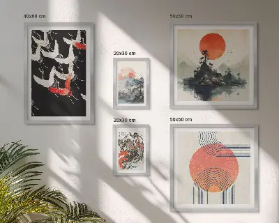 Paveikslų rinkinys miegamajam japonų gamtos meno tradicijos motyvais