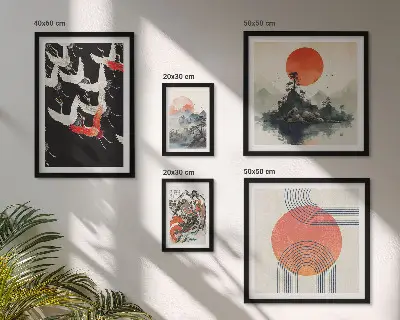 Paveikslų rinkinys miegamajam japonų gamtos meno tradicijos motyvais