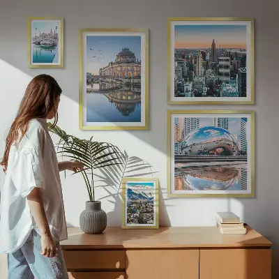 Sieninė paveikslų galerija miesto peizažai, architektūra ir gamta