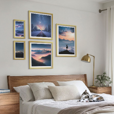 Paveikslų rinkinys miegamajam Kalnų peizažai naktį