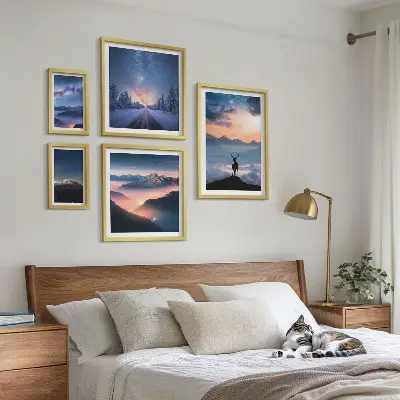 Paveikslų rinkinys miegamajam naktinių kalnų peizažai