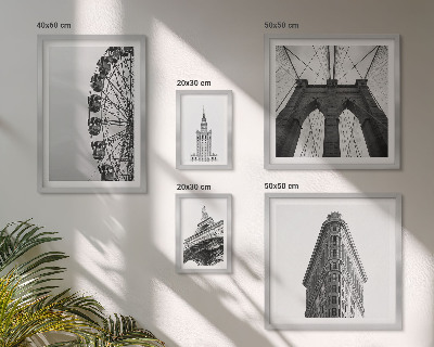 5 paveikslų rinkinys su rėmais Juodai balta didmiesčio architektūra
