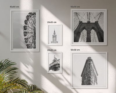 5 paveikslų rinkinys su rėmais Juodai balta didmiesčio architektūra