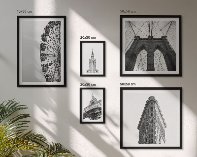 5 paveikslų rinkinys su rėmais Juodai balta didmiesčio architektūra
