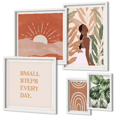 Sieninė paveikslų galerija Boho stiliaus augalų motyvas