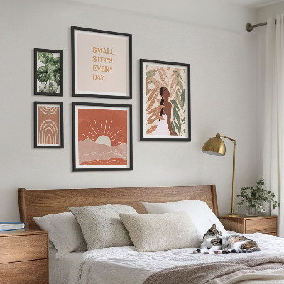 Sieninė paveikslų galerija Boho stiliaus augalų motyvas