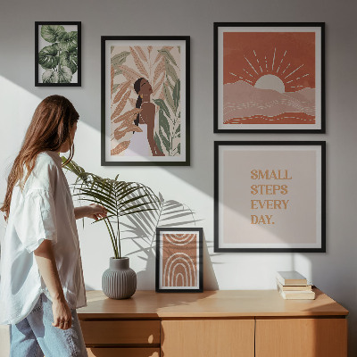 Sieninė paveikslų galerija Boho stiliaus augalų motyvas