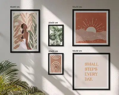 Sieninė paveikslų galerija boho stiliaus augalų motyvai