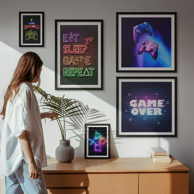 Paveikslų rinkinys miegamajam Neoninės kompiuterinių žaidimų temos