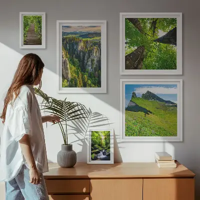 Sieninė paveikslų galerija žali gamtos peizažai ir takai