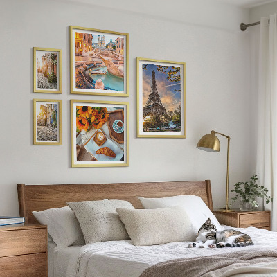 5 paveikslų rinkinys su rėmais Atmosferiški kavinės vaizdai