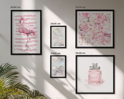 Paveikslų rinkinys miegamajam Stilingi rožiniai akcentai su flamingo gėlėmis