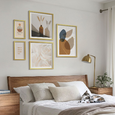 Paveikslų rinkinys miegamajam Boho augalų dekoracijos
