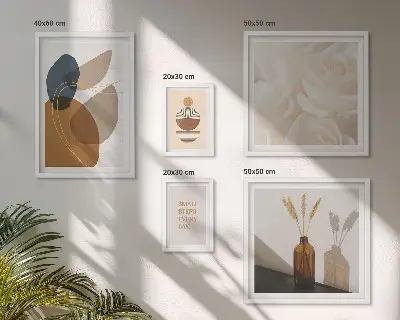 Paveikslų rinkinys miegamajam boho stiliaus augalų dekoracijos