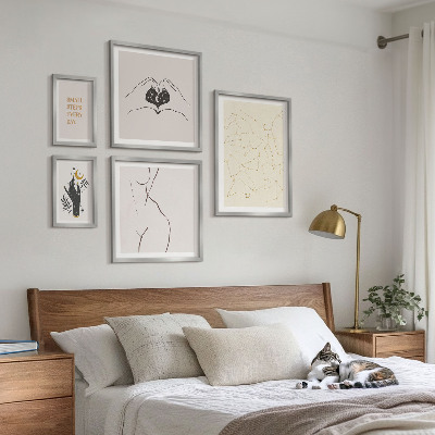 Paveikslų rinkinys miegamajam Minimalistiniai erdvės motyvai