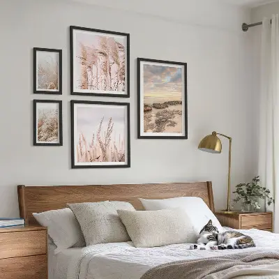 Paveikslų rinkinys miegamajam pajūrio peizažai su saule