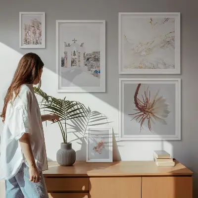 Sieninė paveikslų galerija stilingi architektūros ir gamtos vaizdai
