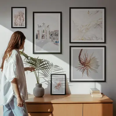 Sieninė paveikslų galerija stilingi architektūros ir gamtos vaizdai