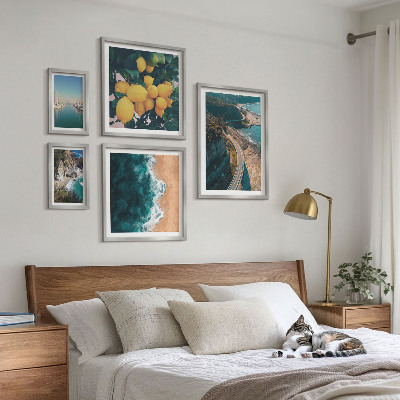 5 paveikslų rinkinys su rėmais Citrusinių vaisių paplūdimio peizažai