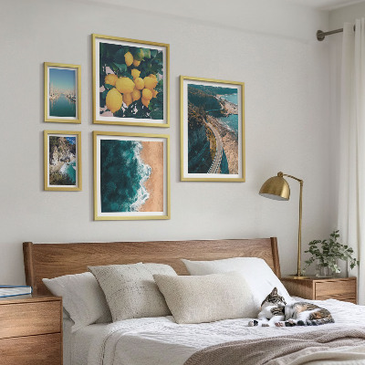 5 paveikslų rinkinys su rėmais Citrusinių vaisių paplūdimio peizažai