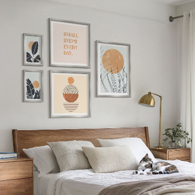 Paveikslų rinkinys miegamajam Stilingi augalų grafikos šūkiai